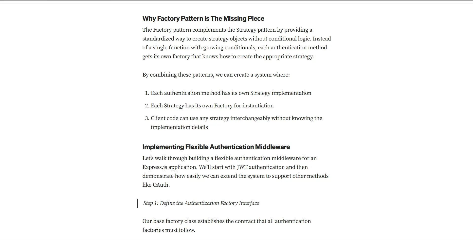 Flexible Authentication with Factory & Strategy Patterns